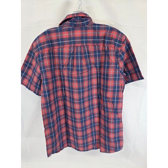 GAP Shirt Mens L Red Blue Check 100% Cotton Flannel Twill Standard Fit Button Up - Picture 4 of 6